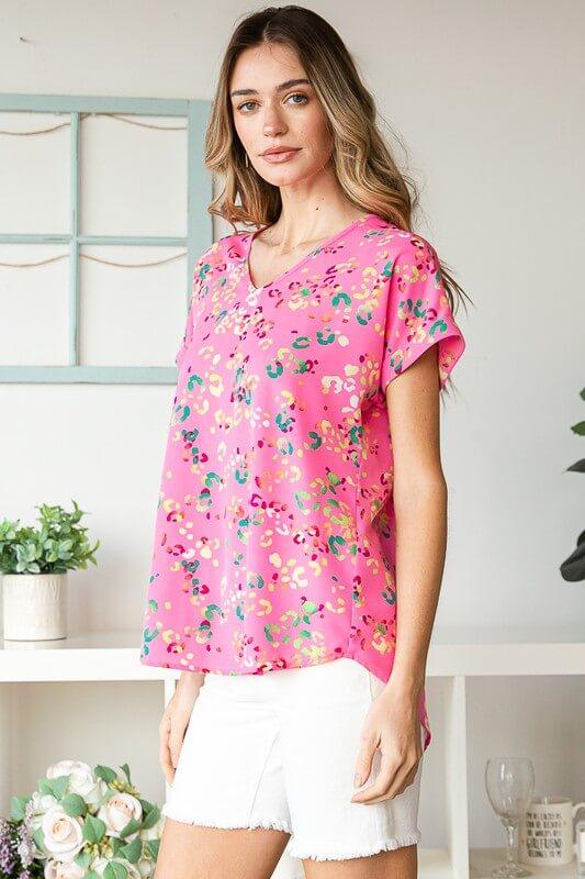 Heimish Full Size Animal print V-Neck Short Sleeve T-Shirt Plus Size - Clothes For Her Online Store
