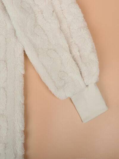 Plus Size Open Front Hooded Plush Coat - Clothes For Her Online Store