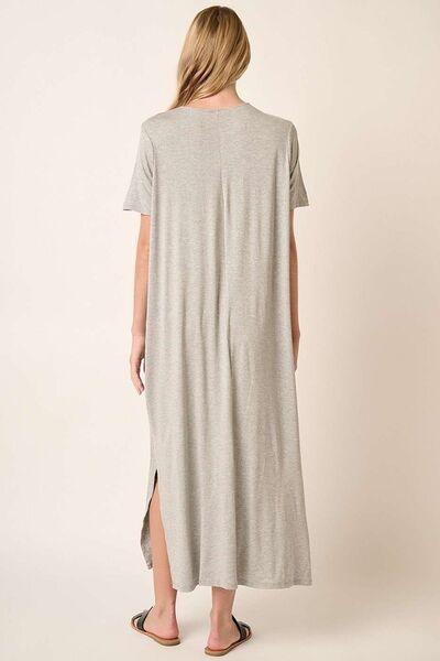 Mittoshop Side Slit Round Neck Short Sleeve Dress - Clothes For Her Online Store