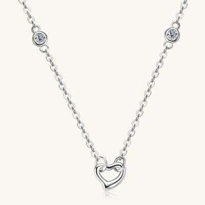 Moissanite 925 Sterling Silver Heart Necklace - Clothes For Her Online Store