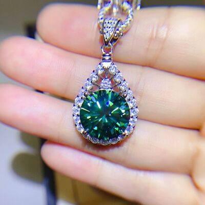 10 Carat Moissanite 925 Sterling Silver Teardrop Shape Necklace - Clothes For Her Online Store