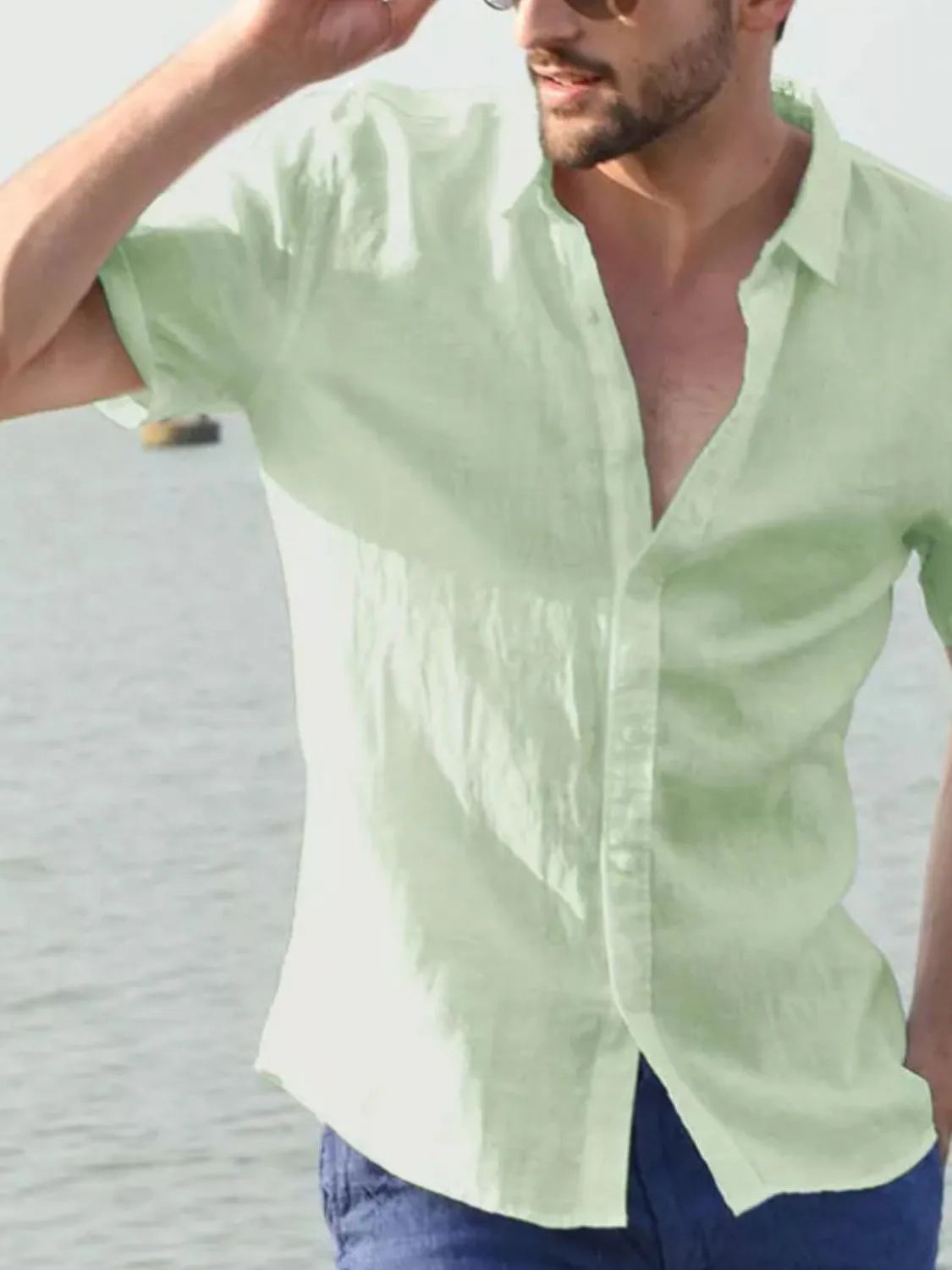 Men's Full Size Button Up Short Sleeve Shirt Plus Size