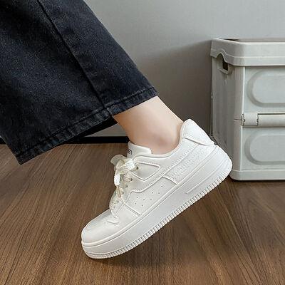 Lace Up Round Toe Platform Sneakers - Clothes For Her Online Store