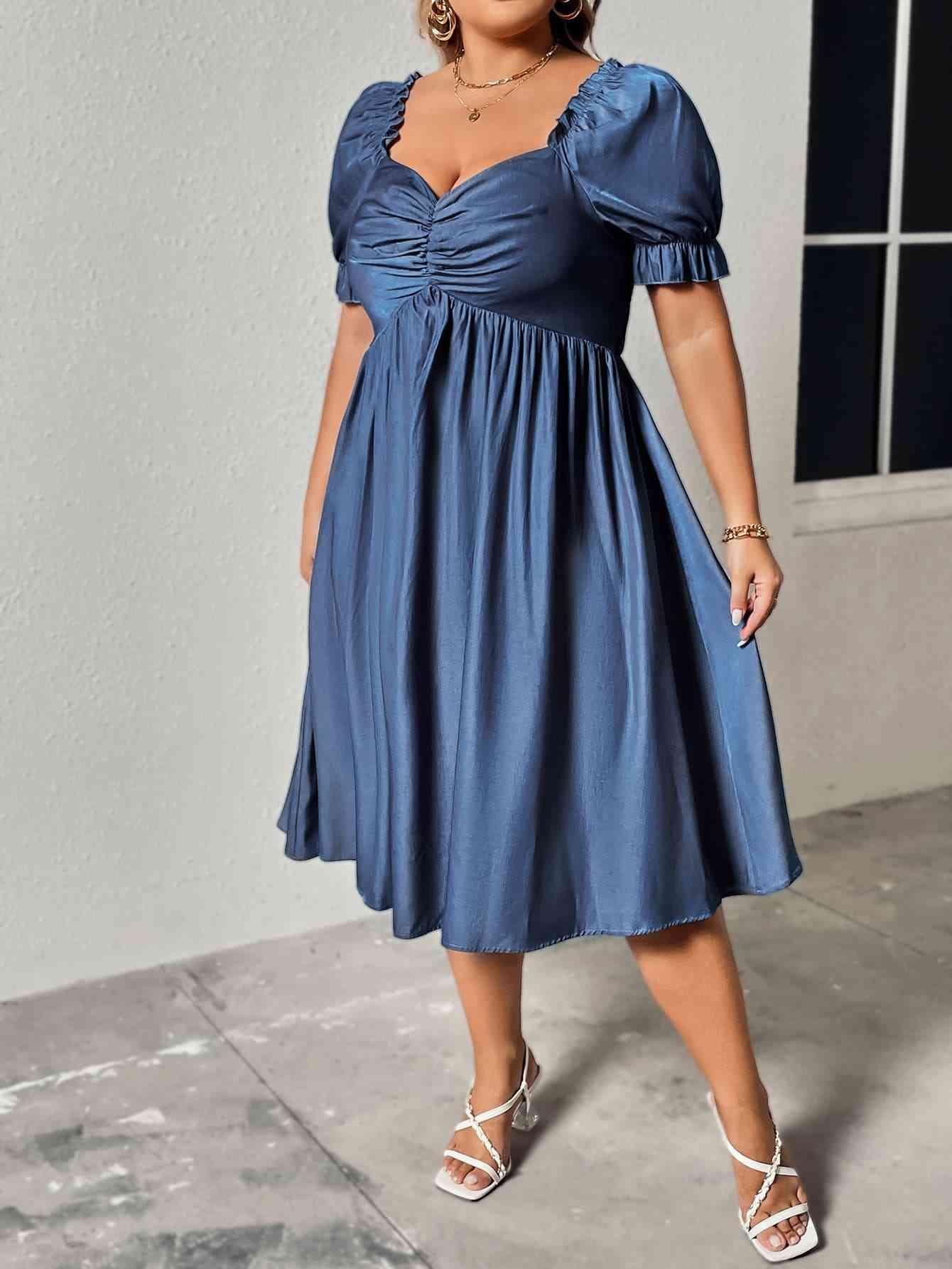 Honey Plus Size Ruched Sweetheart Neck Dress - Clothes For Her Online Store