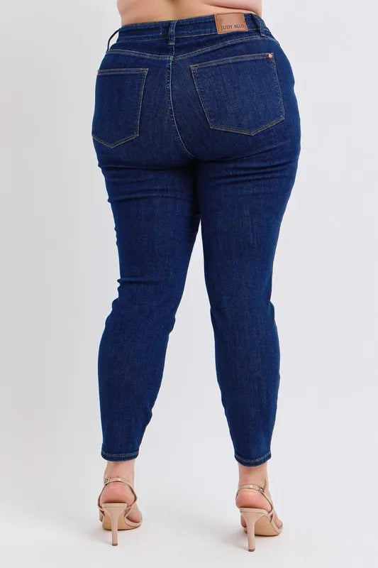 Judy Blue Full Size Midi Rise Tummy Control Classic Skinny Jeans Plus Size