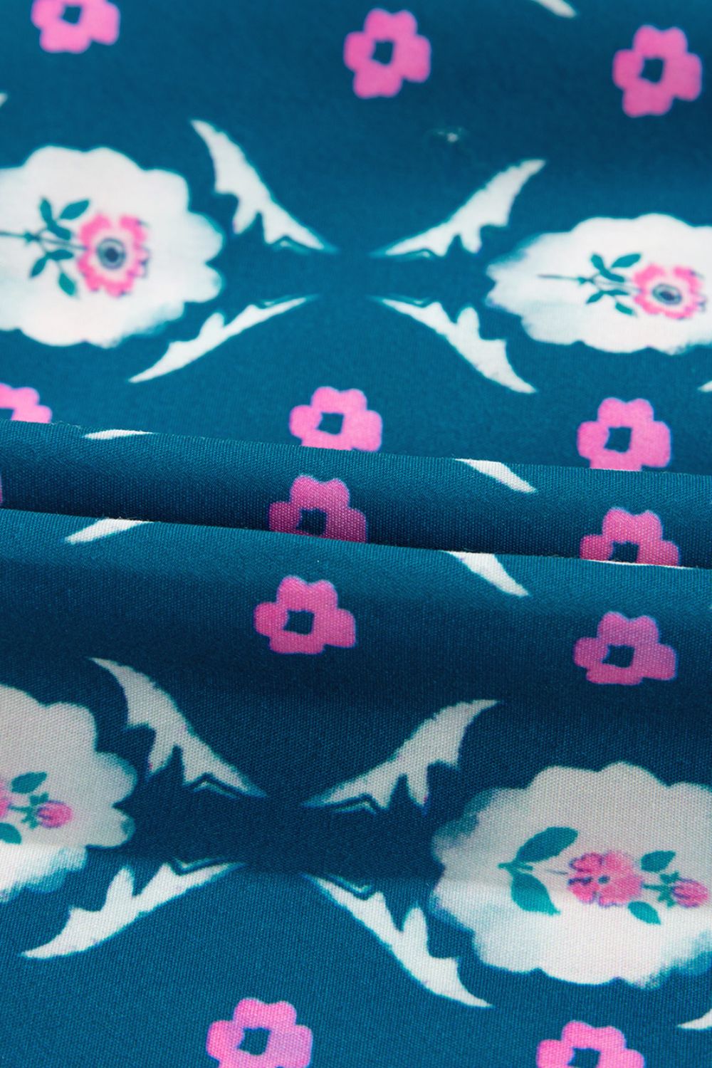 Printed Tie Neck Ruffled Cap Sleeve Dress - Clothes For Her Online Store