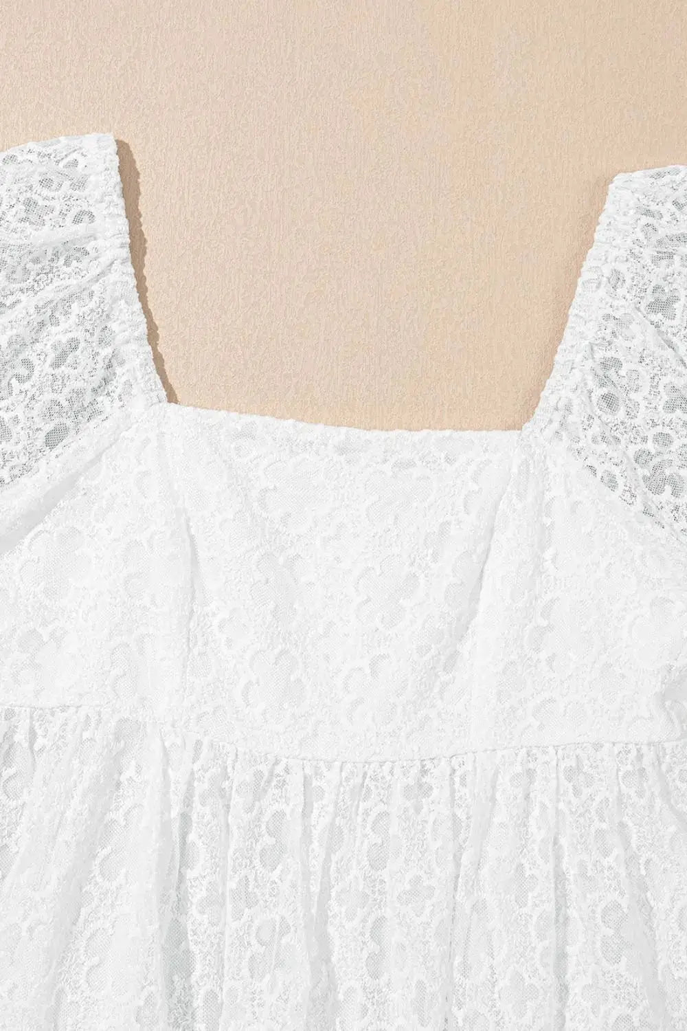 Lace Puff Sleeve Empire Waist Mini Dress - Clothes For Her Online Store