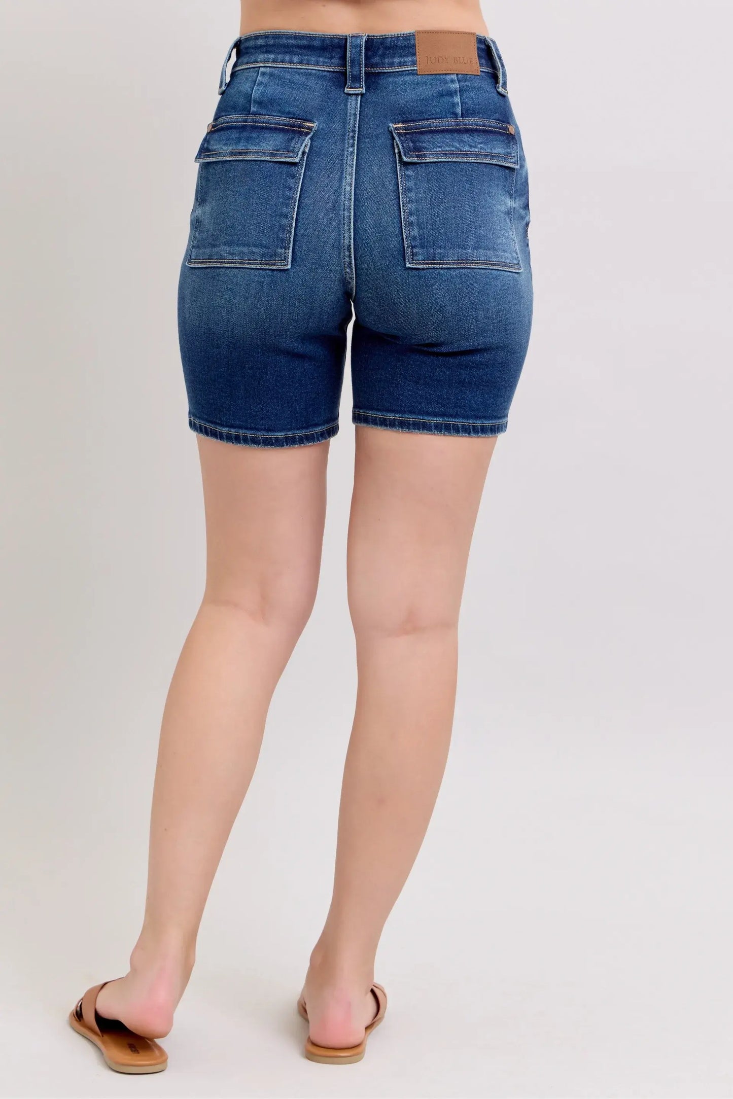 Judy Blue Full Size High Waist Bermudas Jeans W/ Back Flap Pockets Plus Size