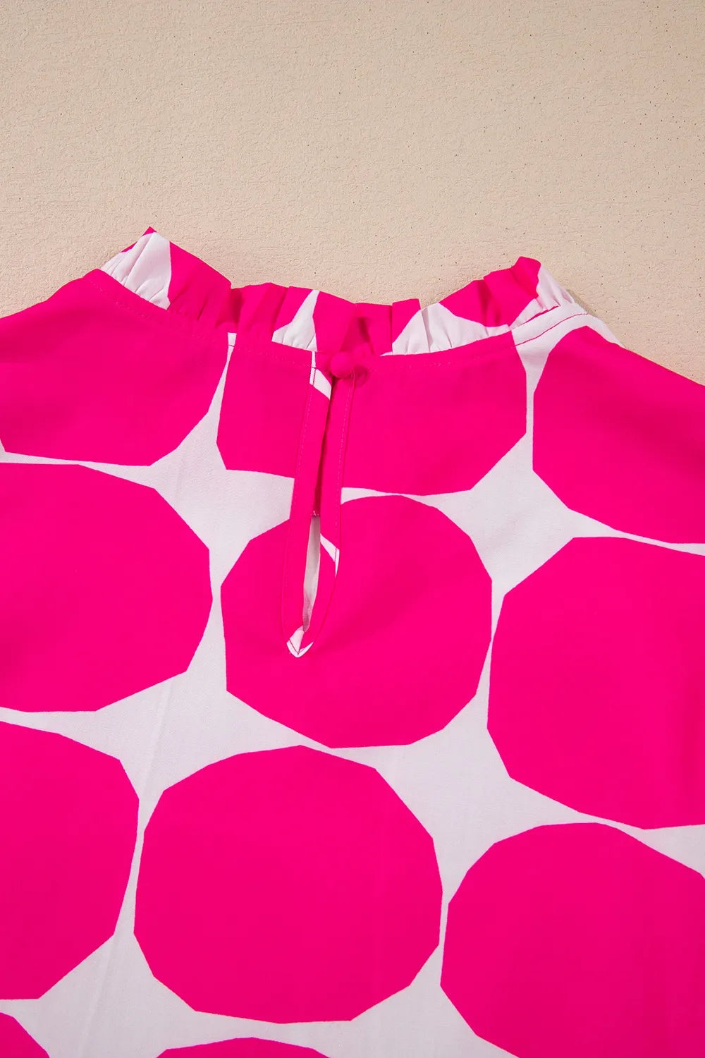 Bubblegum Pattern Frilled Collar Flutter Sleeve Top