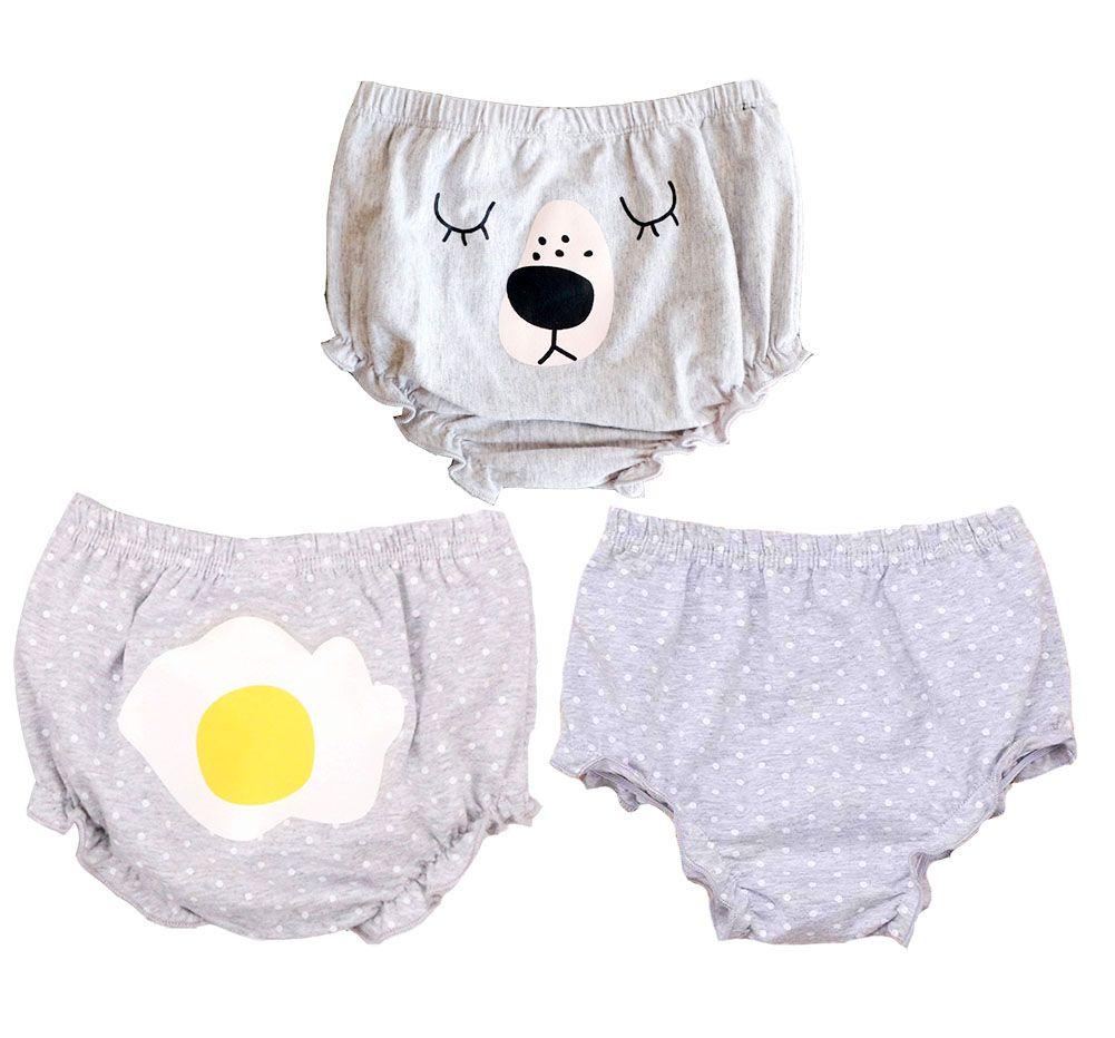 3 Pack Baby Bloomers Shorts Cotton Grey Diaper Covers Briefs Underwear for Infant Toddler - Clothes For Her Online Store