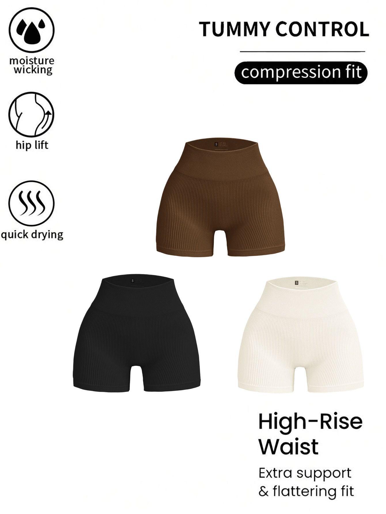 3 Pack Ribbed Soft New Cheap Women's High Waisted Biker Shorts Anti Chafing Slip Shorts Shorts Underwear Yoga Workout Shorts - Clothes For Her Online Store