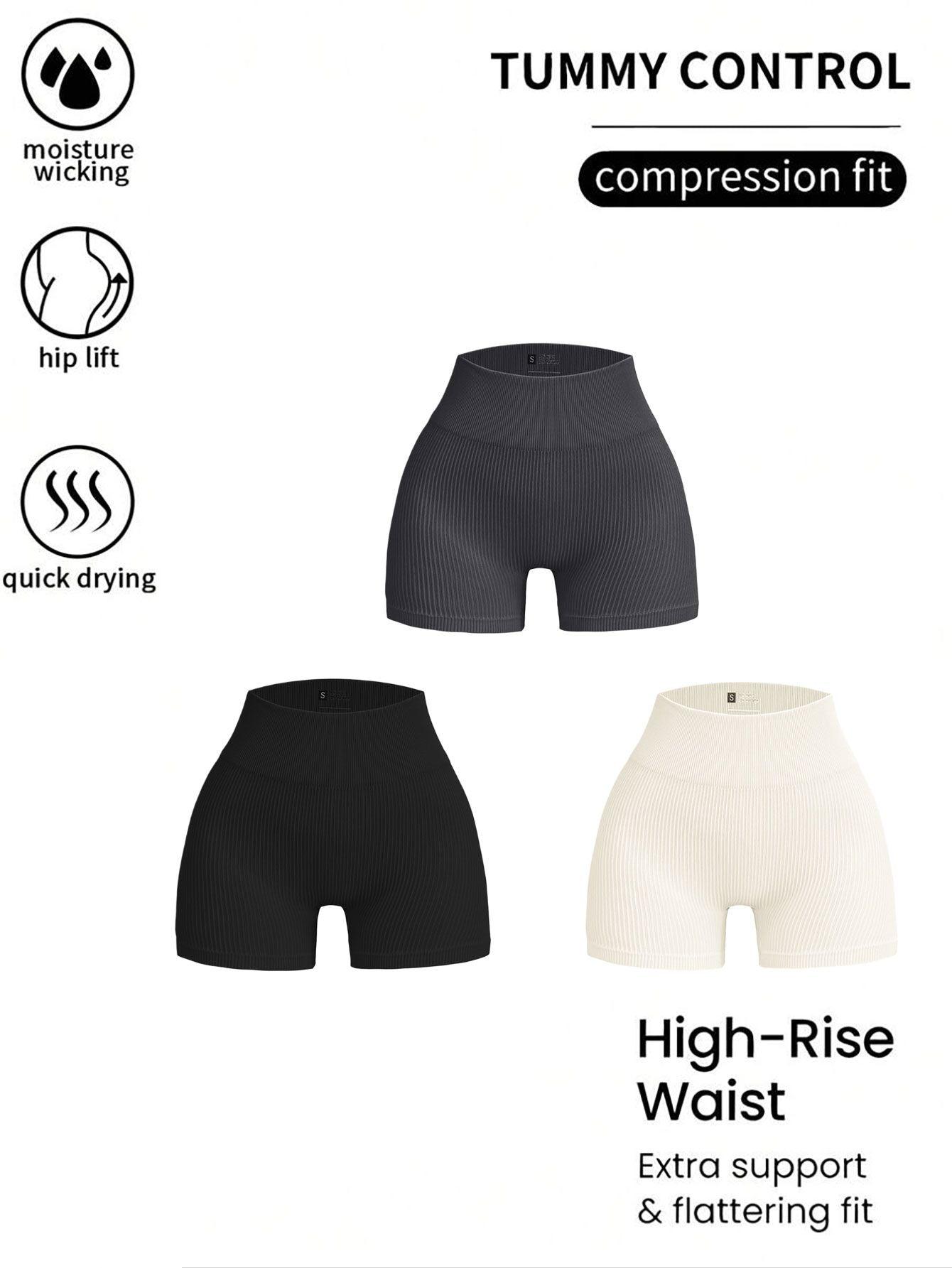 3 Pack Ribbed Soft New Cheap Women's High Waisted Biker Shorts Anti Chafing Slip Shorts Shorts Underwear Yoga Workout Shorts - Clothes For Her Online Store