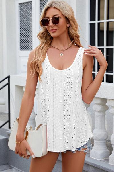 Florira Eyelet Round Neck Tank - Clothes For Her Online Store