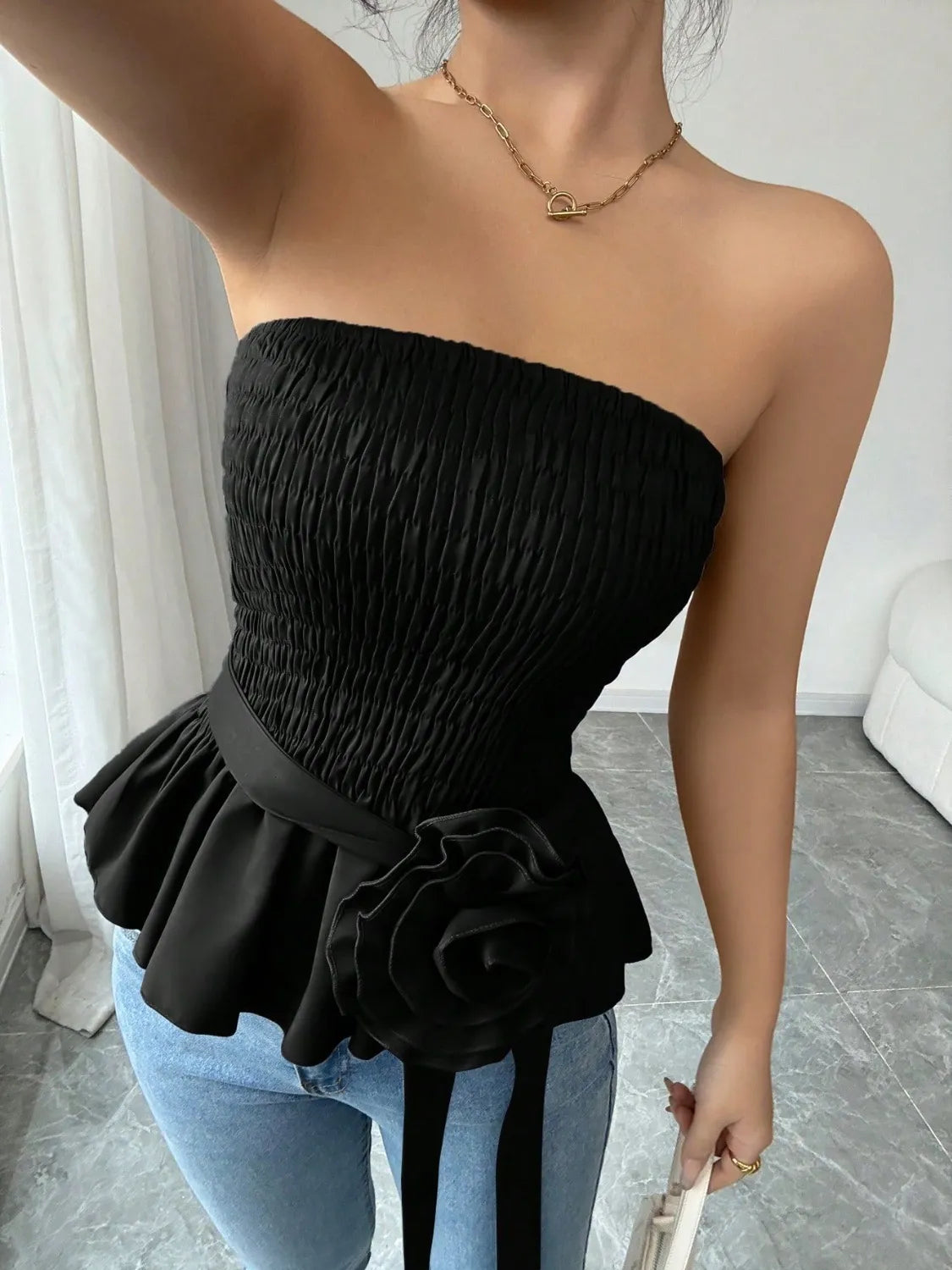 Flower Smocked Tube Top