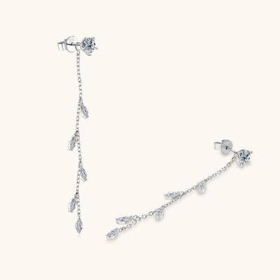 1.38 Carat Moissanite 925 Sterling Silver Leaf Earrings - Clothes For Her Online Store