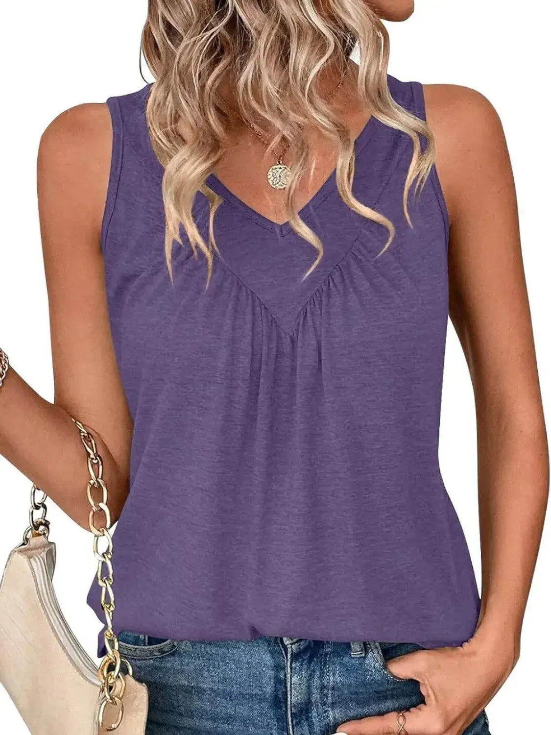 Ruched V-Neck Tank