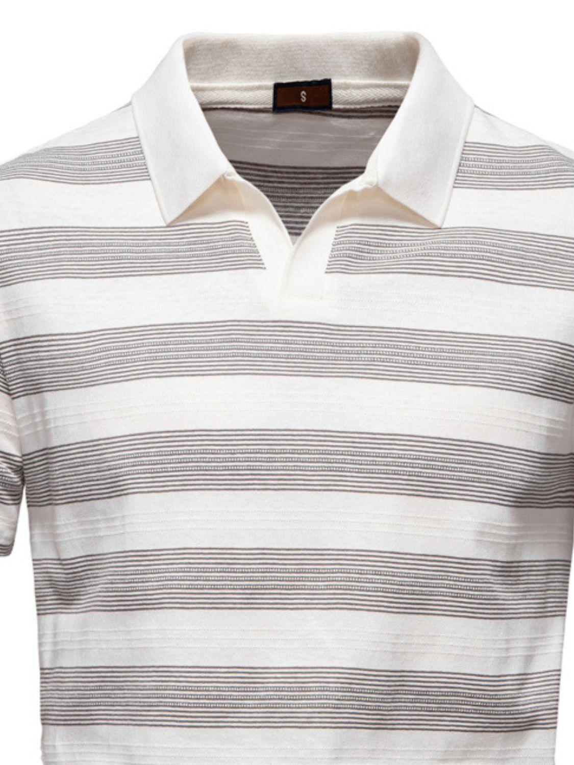 Men's Contrast Striped Short Sleeve Polo - Clothes For Her Online Store
