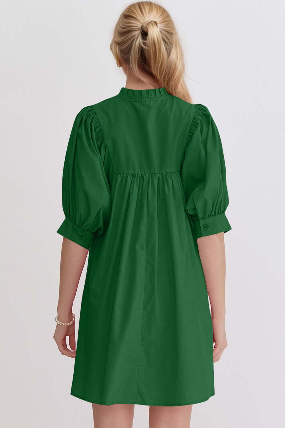 Oh Frill Notched Puff Sleeve Babydoll Mini Dress - Clothes For Her Online Store