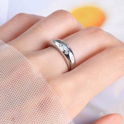 925 Sterling Silver Inlaid Moissanite Star Ring - Clothes For Her Online Store