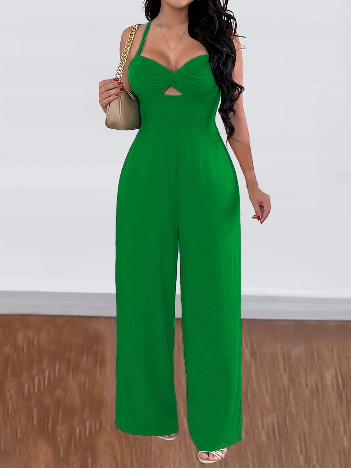 Devine Tie Back Backless Crisscross Jumpsuit - Clothes For Her Online Store