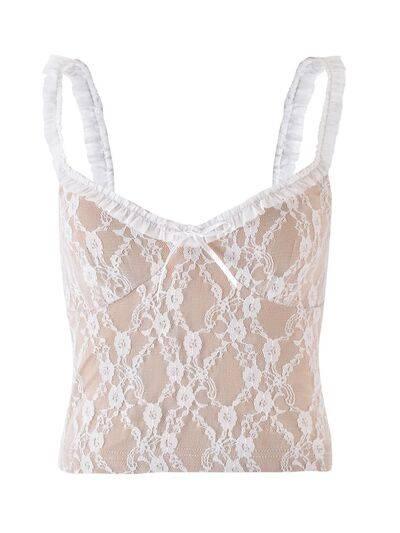 Frill Bow Lace Cami - Clothes For Her Online Store
