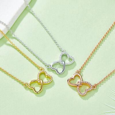 Moissanite 925 Sterling Silver Heart Bow Necklace - Clothes For Her Online Store