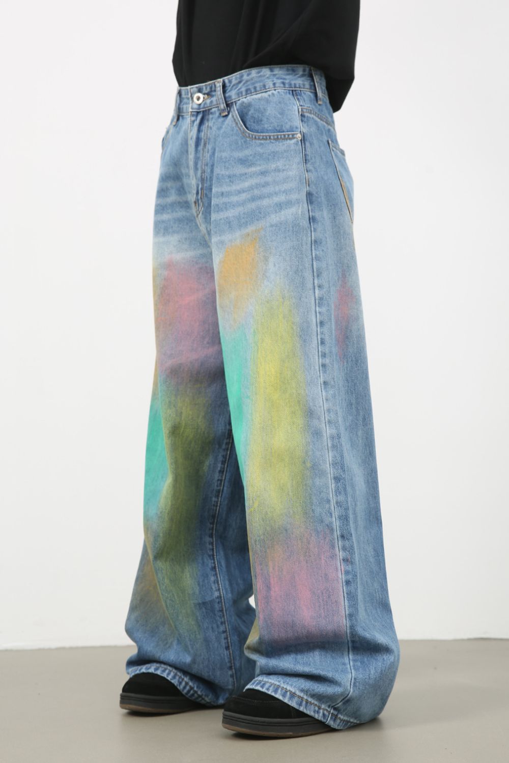 Men's Contrast Wide Leg Jeans - Clothes For Her Online Store