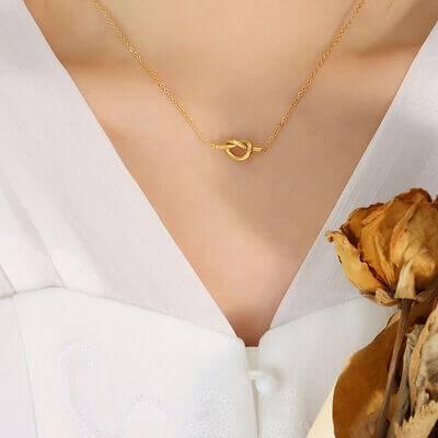 18K Gold-Plated Knotted Necklace - Clothes For Her Online Store