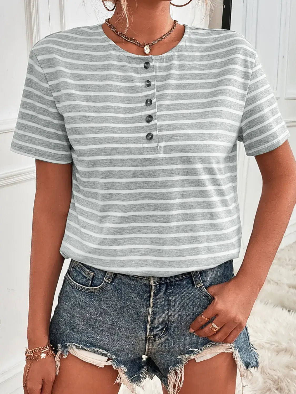 Striped Short Sleeve Top