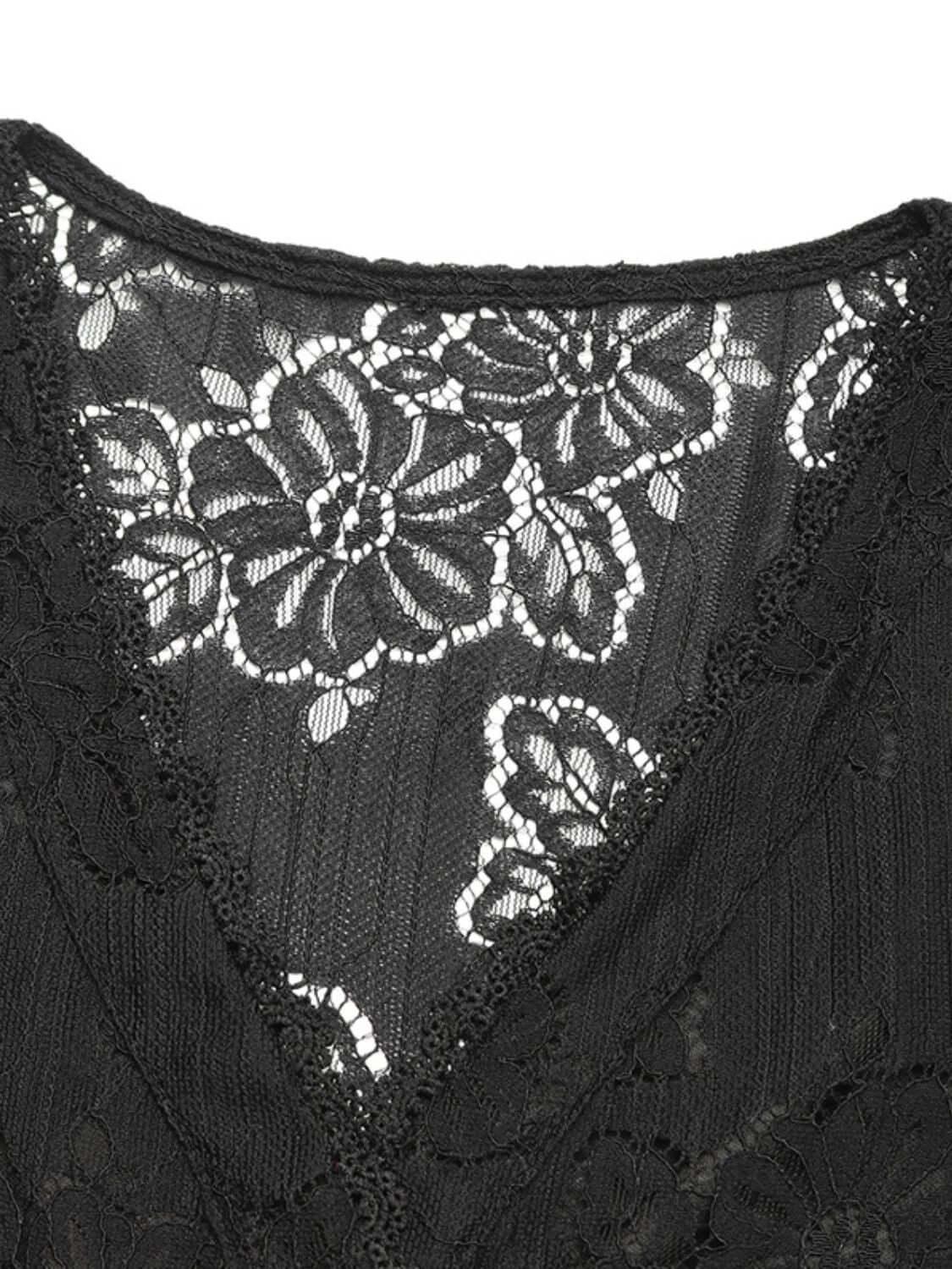 Perfee Button Down Short Sleeve Lace Shirt - Clothes For Her Online Store