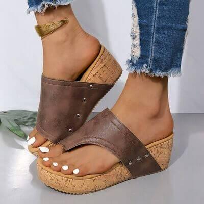 PU Leather Wedge Sandals - Clothes For Her Online Store