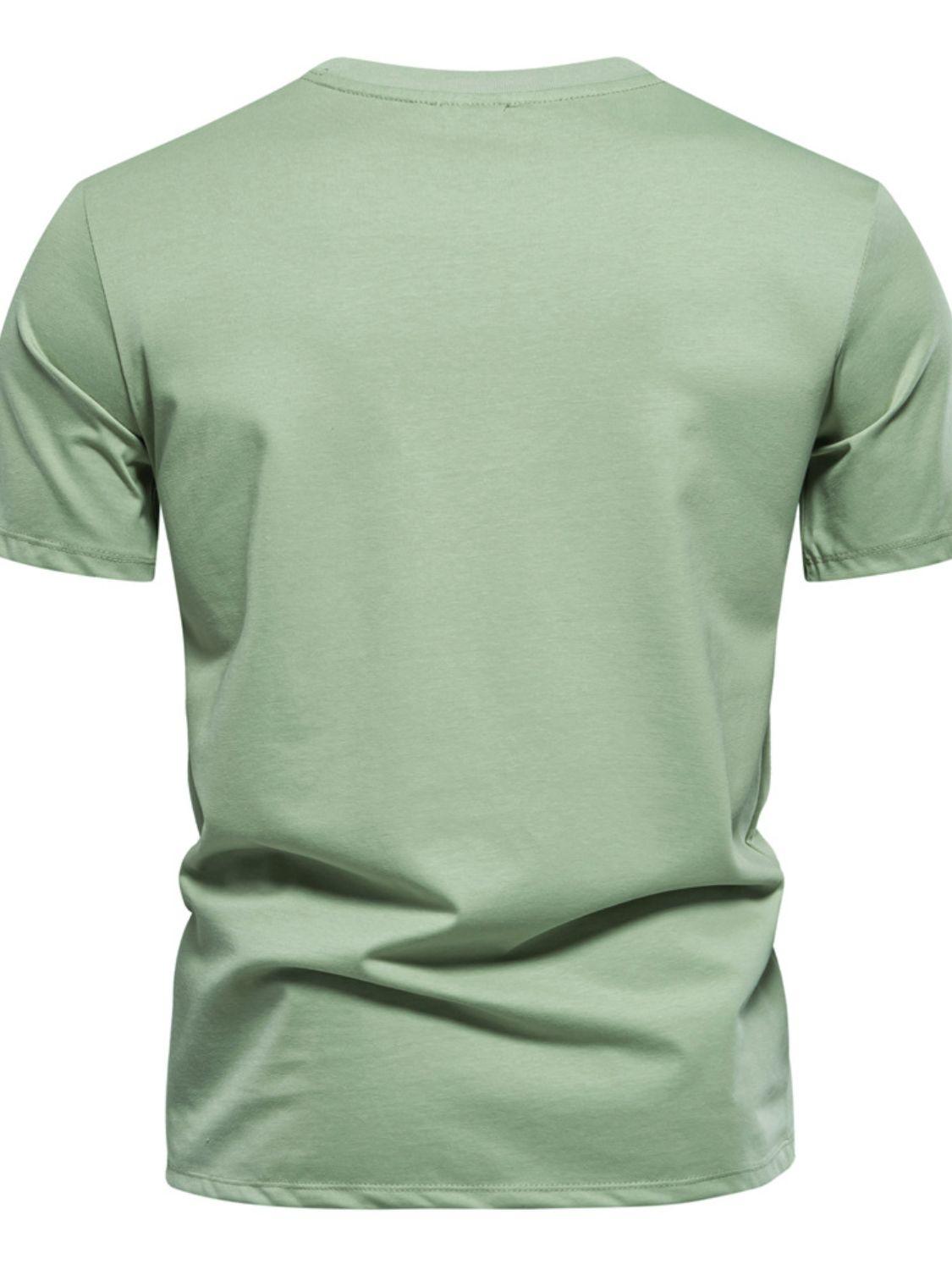 Men's Round Neck Geometric Embroidered T-Shirt - Clothes For Her Online Store