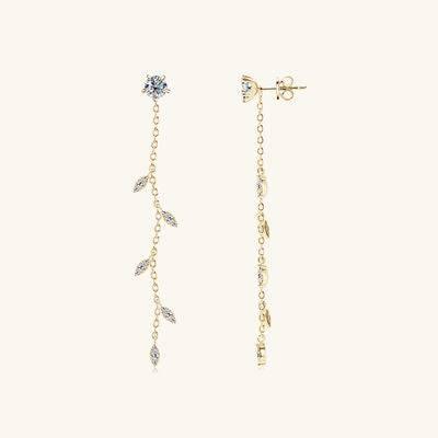 1.38 Carat Moissanite 925 Sterling Silver Leaf Earrings - Clothes For Her Online Store