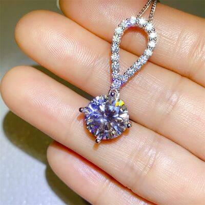 5 Carat Moissanite 925 Sterling Silver Teardrop Necklace - Clothes For Her Online Store