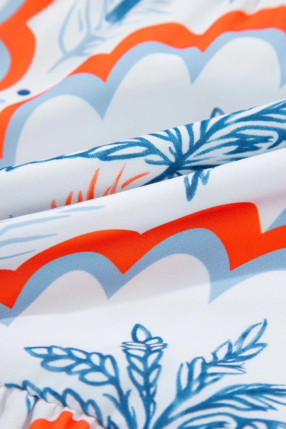 Contrast Palm Tree Printed Short Sleeve Flowy Dress