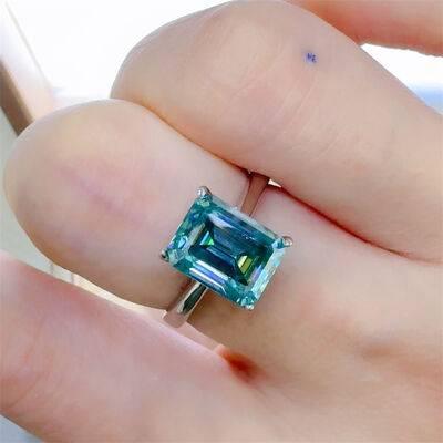 2 Carat 925 Sterling Silver Rectangle Shape Moissanite Ring - Clothes For Her Online Store