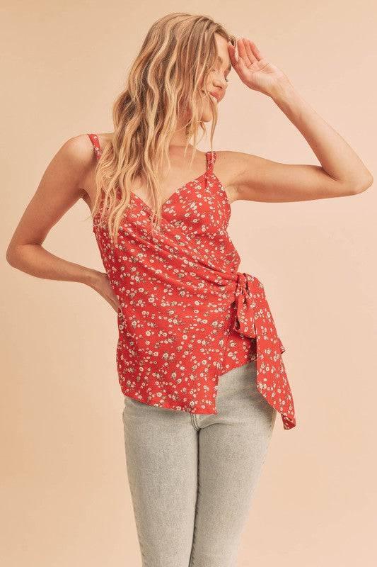 Aemi + Co Ditsy Floral Surplice Adjustable Straps Cami - Clothes For Her Online Store
