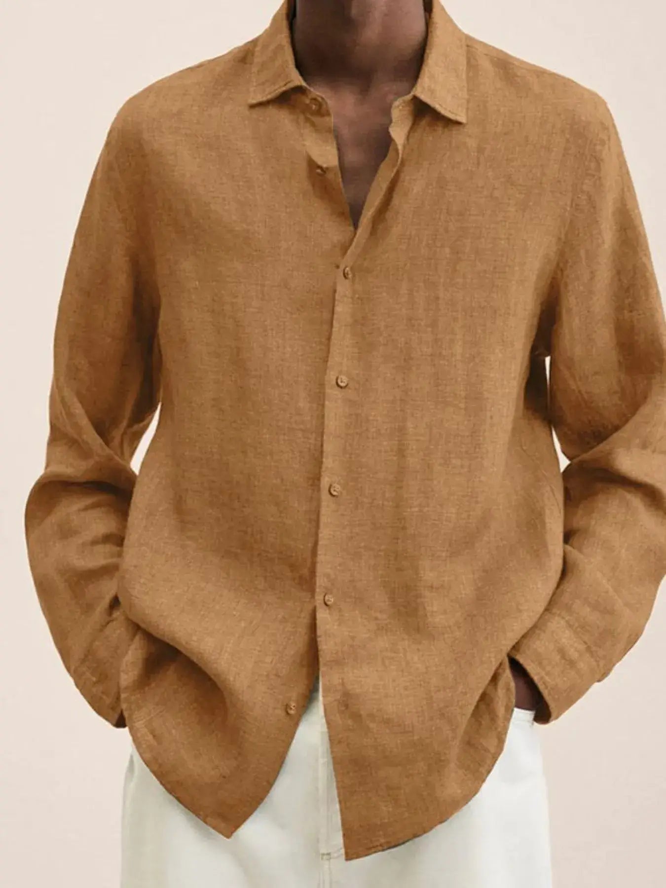 Men's Full Size Button-Down Long Sleeve Shirt Plus Size