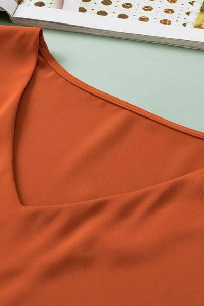 Plus Size V-Neck Petal Sleeve Blouse - Clothes For Her Online Store