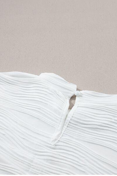 Textured Mock Neck Cap Sleeve Top - Clothes For Her Online Store
