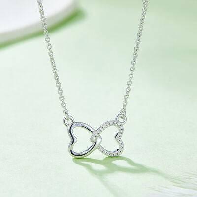 Moissanite 925 Sterling Silver Heart Bow Necklace - Clothes For Her Online Store