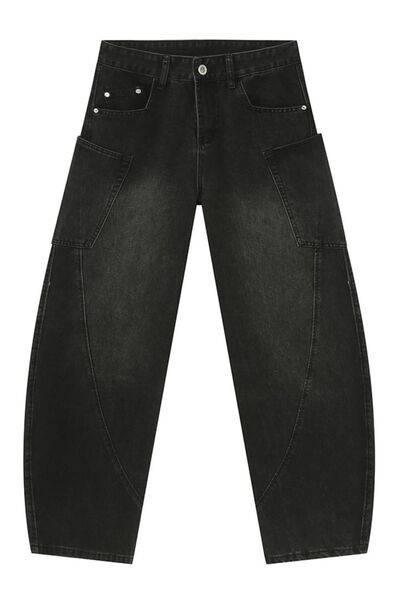 Mid Rise Waist Jeans with Pockets - Clothes For Her Online Store