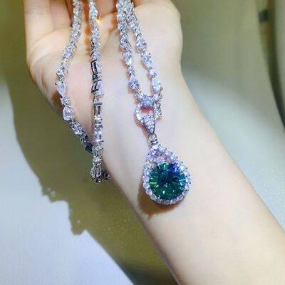 10 Carat Moissanite 925 Sterling Silver Teardrop Shape Necklace - Clothes For Her Online Store