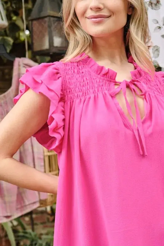 And The Why Ruffle Shoulder Smocked Detailed Dress - Clothes For Her Online Store
