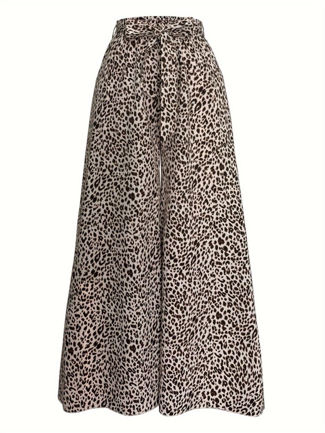 Leopard Wide Leg Pants - Clothes For Her Online Store
