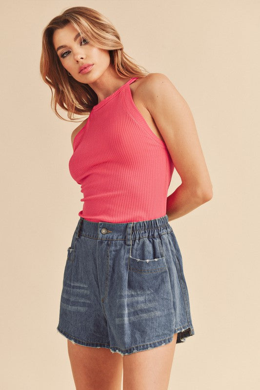 Aemi + Co Ribbed Round Neck Tank - Clothes For Her Online Store