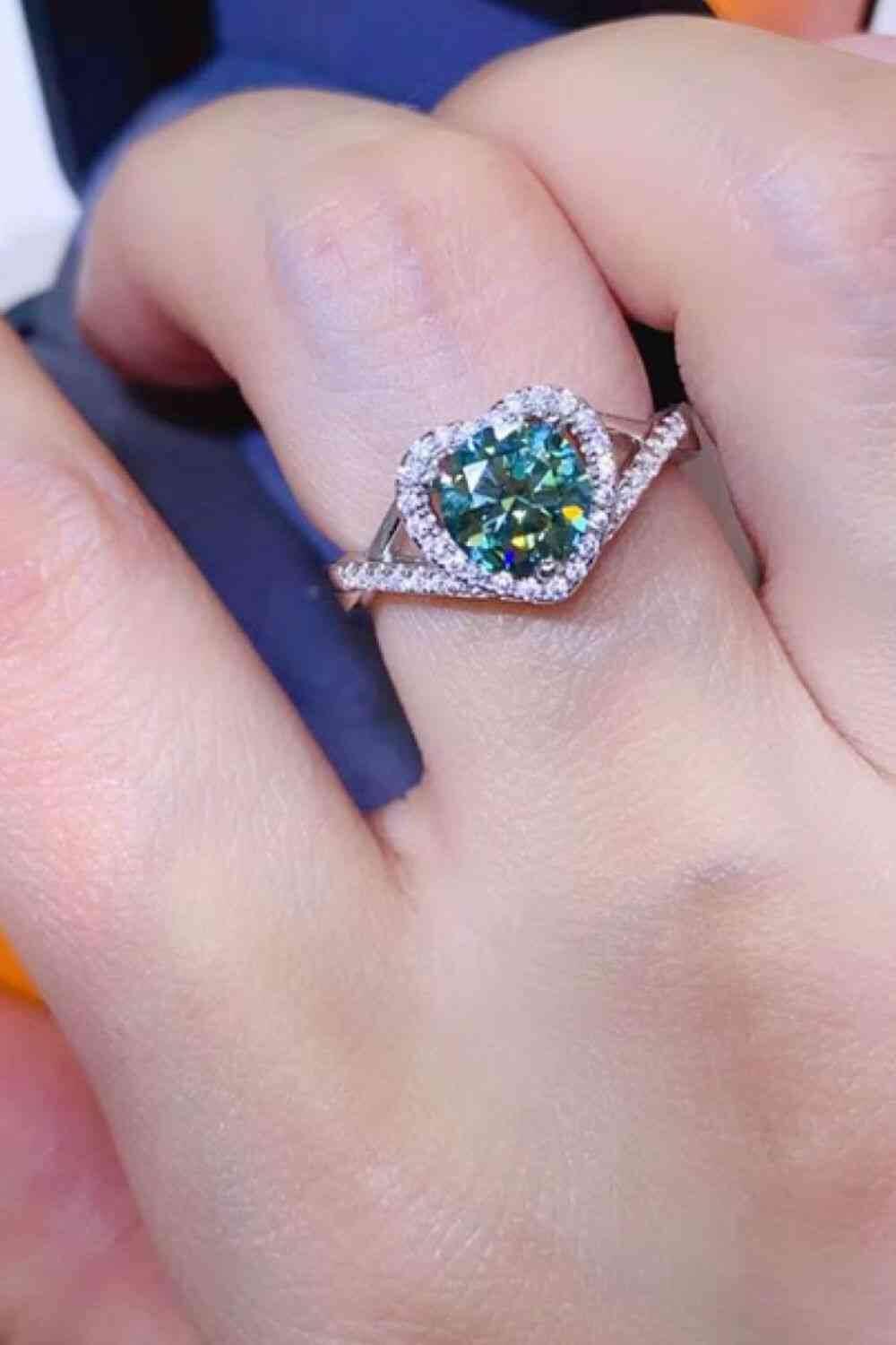 Adored 1 Carat Moissanite 925 Sterling Silver Heart Ring - Clothes For Her Online Store