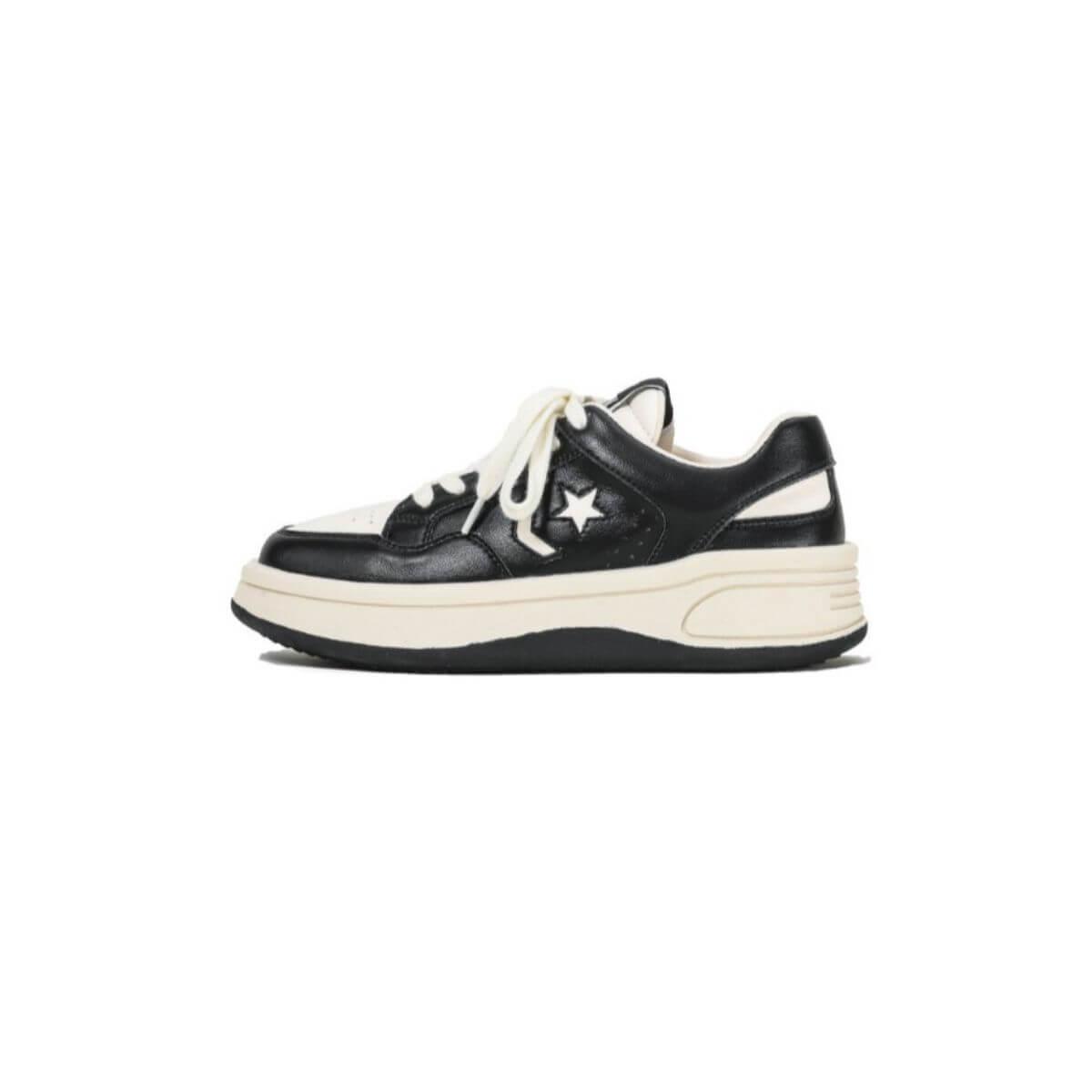 Star Lace Up Round Toe Platform Sneakers - Clothes For Her Online Store