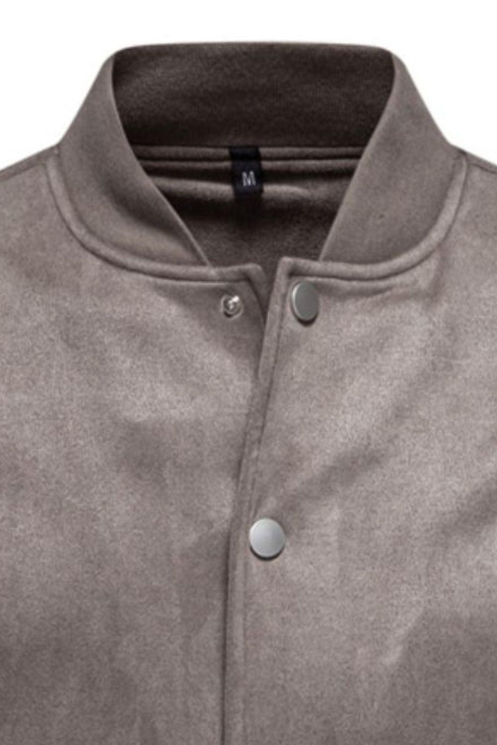 Men's Baseball Collar Snap Down Jacket - Clothes For Her Online Store