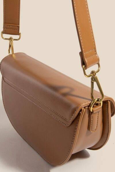 Fame Buckle Closure Crescent Faux Leather Crossbody Bag - Clothes For Her Online Store
